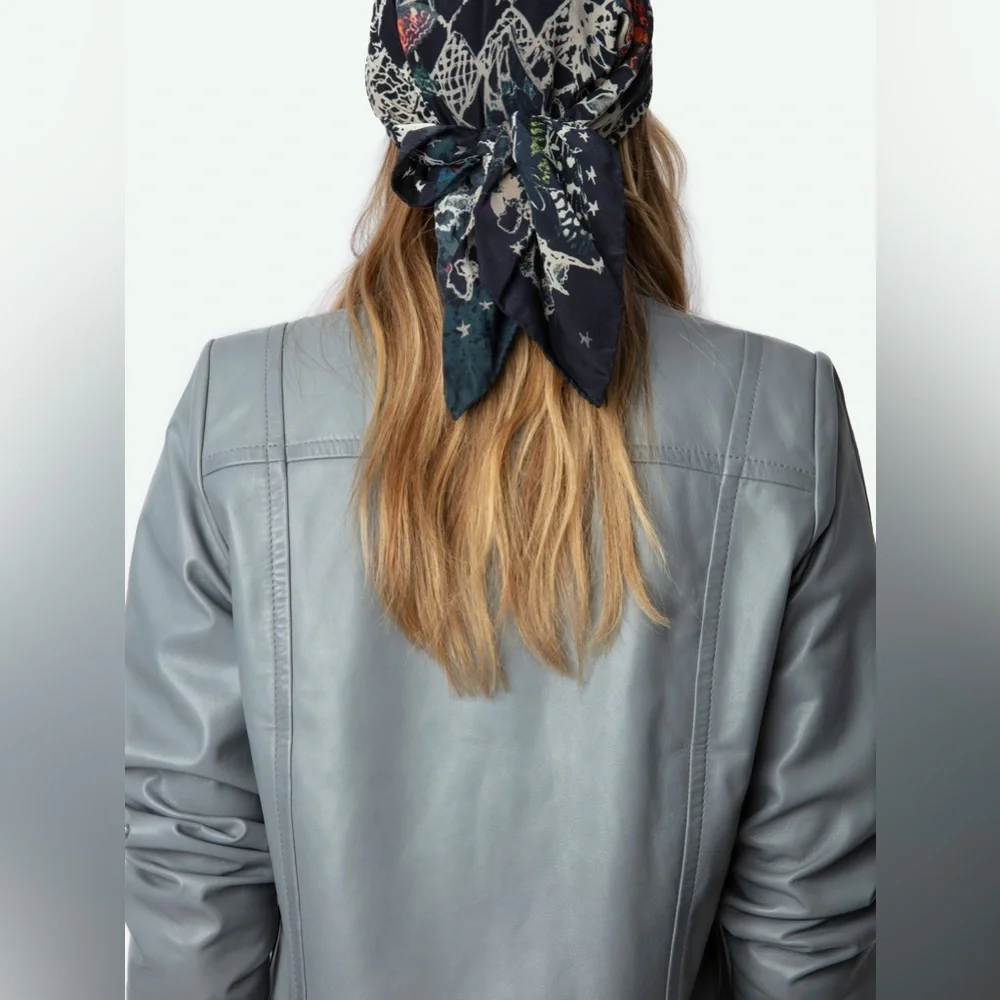 NEW! Zadig & Voltaire Leather Grey Jacket, M - Picture 5 of 14